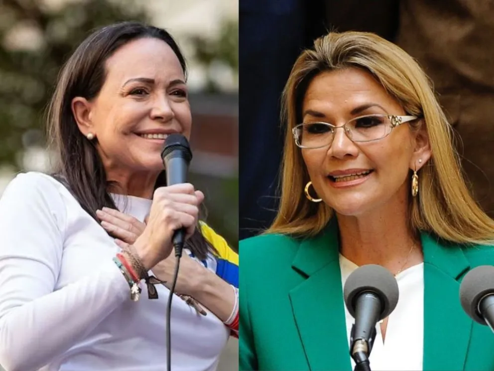María Corina Machado y Jeanine Añez en imágenes de archivo. Composición: Visión 360