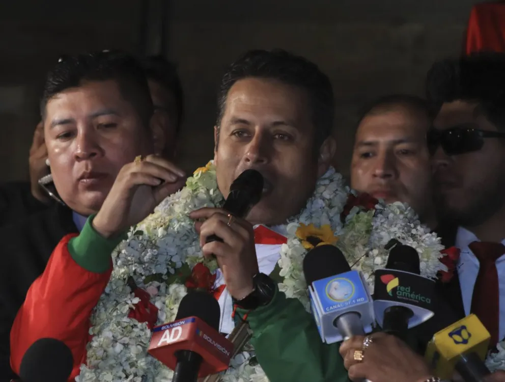 Edman Lara, en una actividad de campaña, el 17 de agosto. Foto: APG 