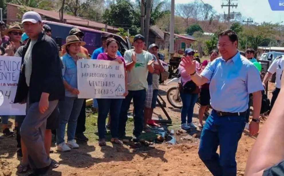 Luis Arce este sábado en el municipio de San Ramón, en Santa Cruz. Foto: BTV