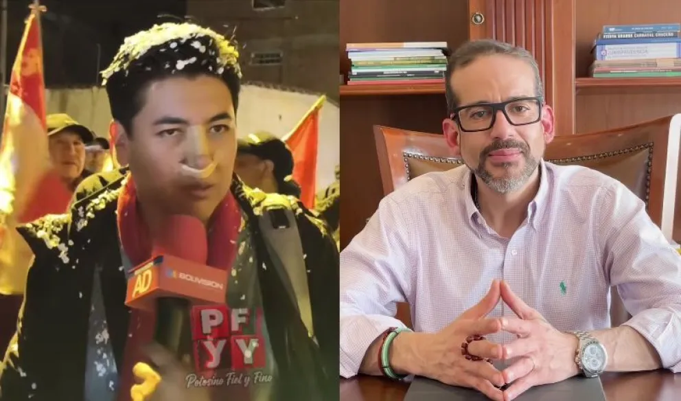 Marco  Pumari y Fernando Camacho luego de haber salido de prisión para defenderse en libertad.