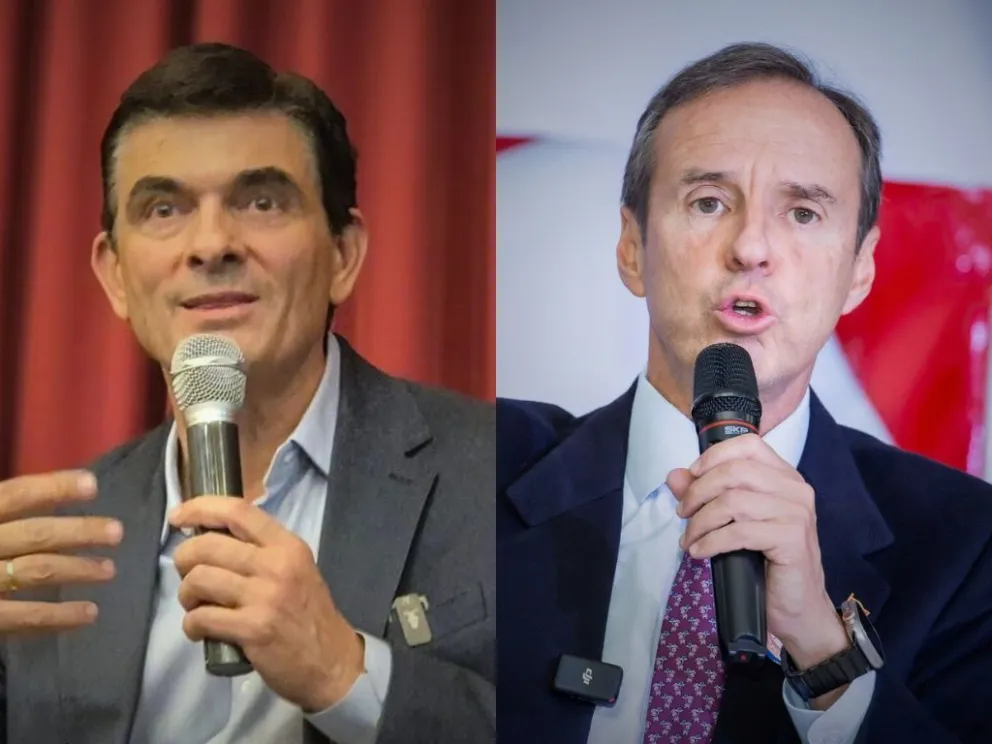 Rodrigo Paz y Tuto Quiroga durante el primer debate presidencial. Foto: RRSS de los políticos 