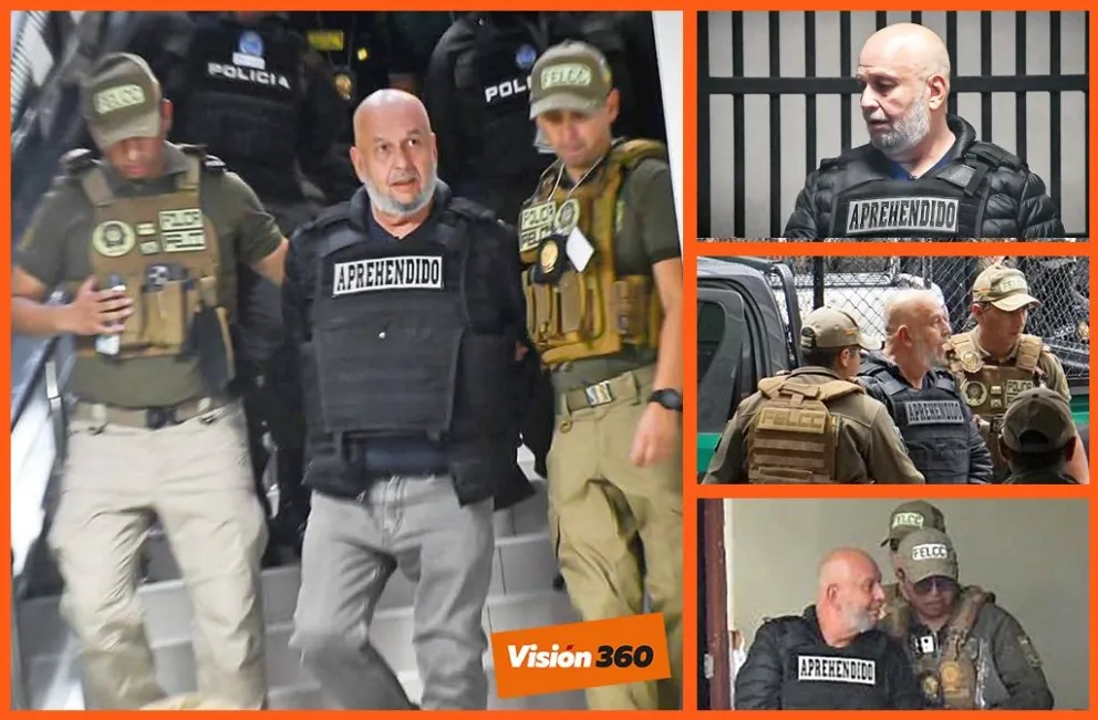 Arturo Murillo ayer jueves, cuando llegó deportado de EEUU. Fotos: Ministerio de Gobierno y APG. Montaje: Visión 360 