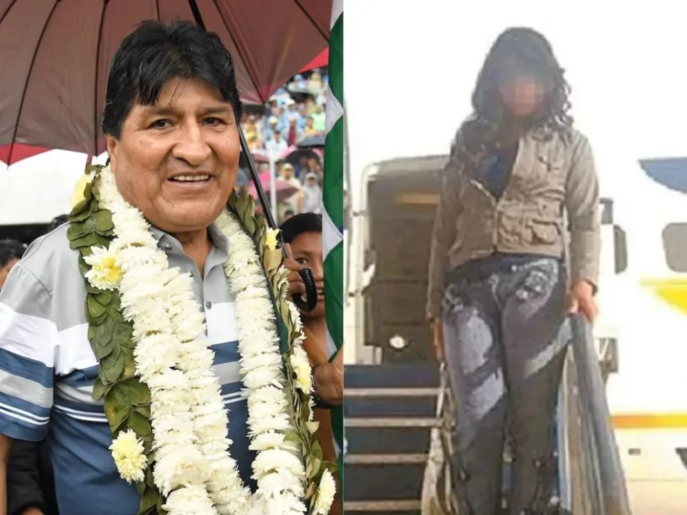 Cindy Saraí y Evo Morales. Fotos: EFE y RRSS