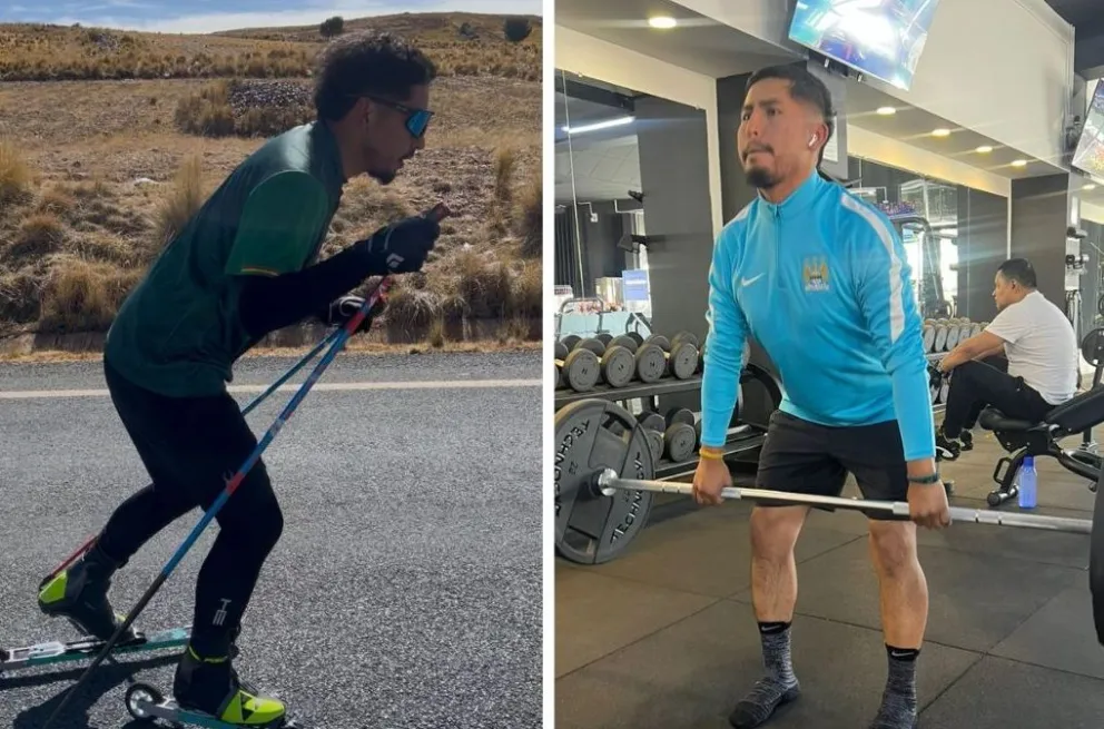 El esquiador paceño durante su entrenamiento. Fotos: Paolo Vargas.