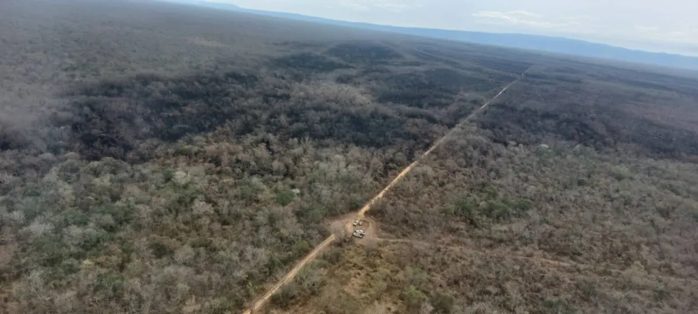 El área protegida Ñembi Guasu de Charagua Iyambae, donde se logró la mitigación del fuego activo. Foto: Defensa Civil 