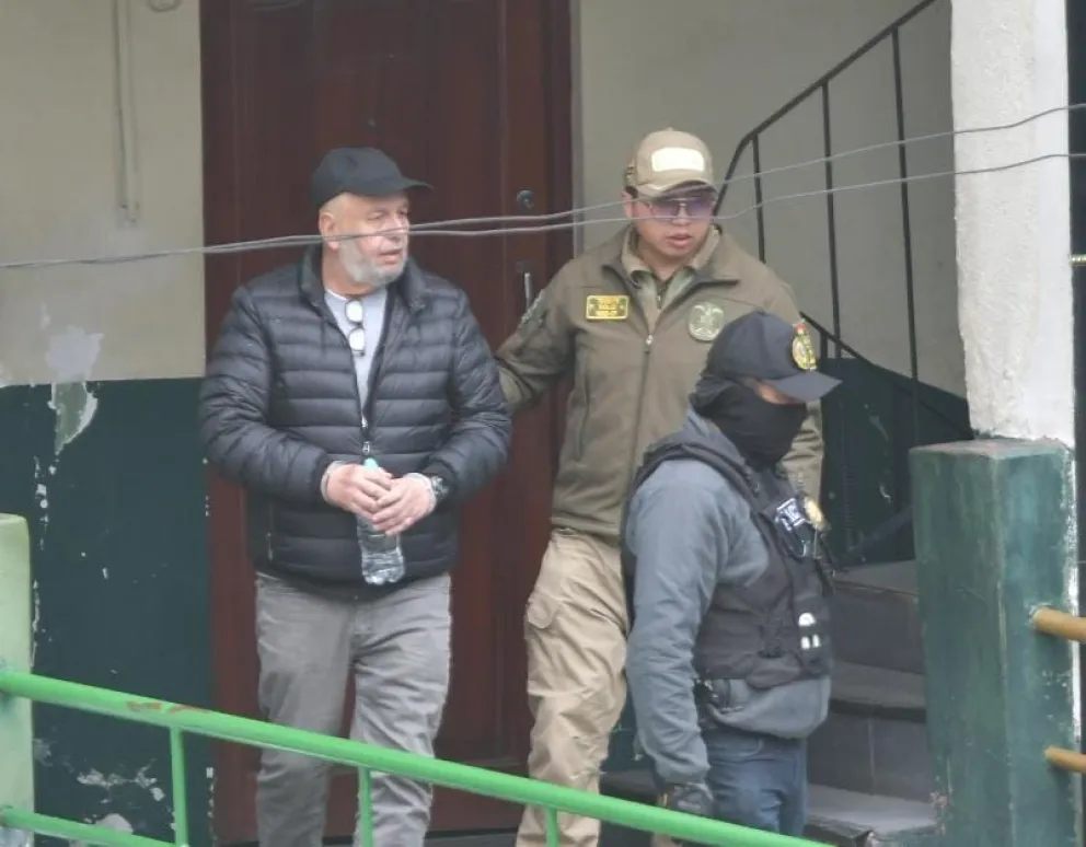 Murillo en dependencias de la Felcc, cuando llegó de EEUU. Foto: Archivo APG