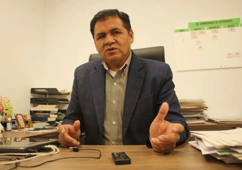 Víctor Quispe Santander, en entrevista con Visión 360. Fotos: Pablo Peralta M. 