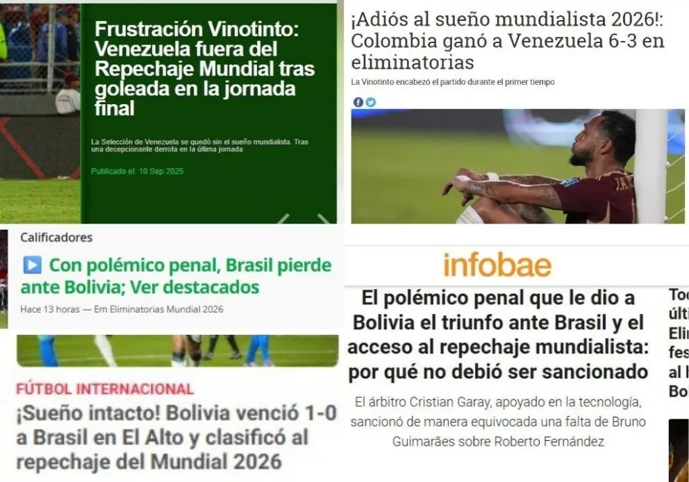 Las portadas de los diferentes medios de Sudamérica. 