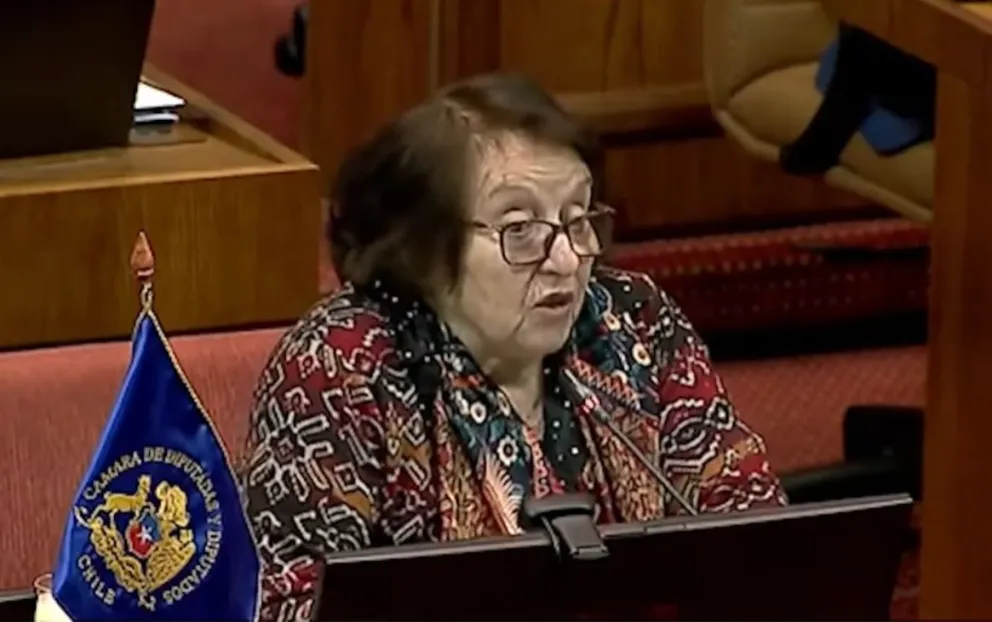 La diputada María Luisa Cordero, durante una intervención en la Cámara de Diputados de Chile, la mañana de este jueves. Foto Captura de video