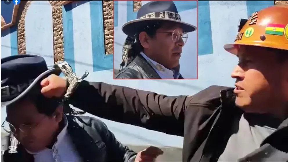 Un minero de Potosí agrede al jefe de Senarecom. En la imagen, el funcionario antes de ser agredido. Foto: Erbol