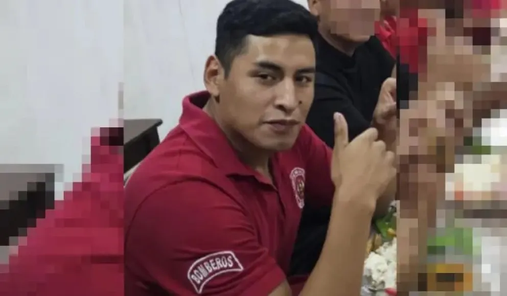 El sargento Abel Chilca Marca, uno de los bomberos de la Policía que combatía incendios, perdió la vida. Foto: Unitel