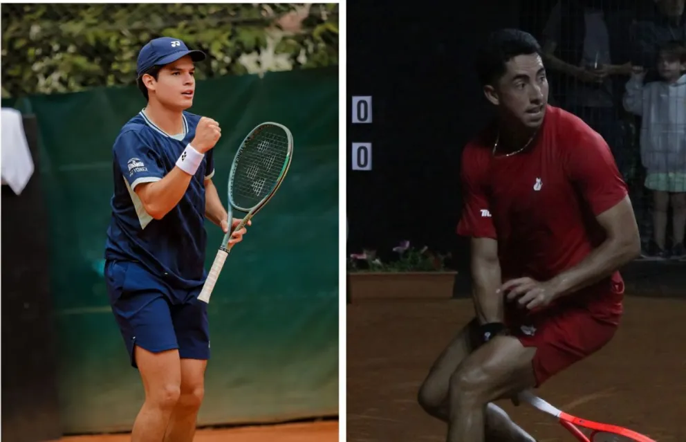 Juan Carlos Prado (izq.) y Murkel Dellien en sus respectivos partidos. Foto:  Prensa / AAT