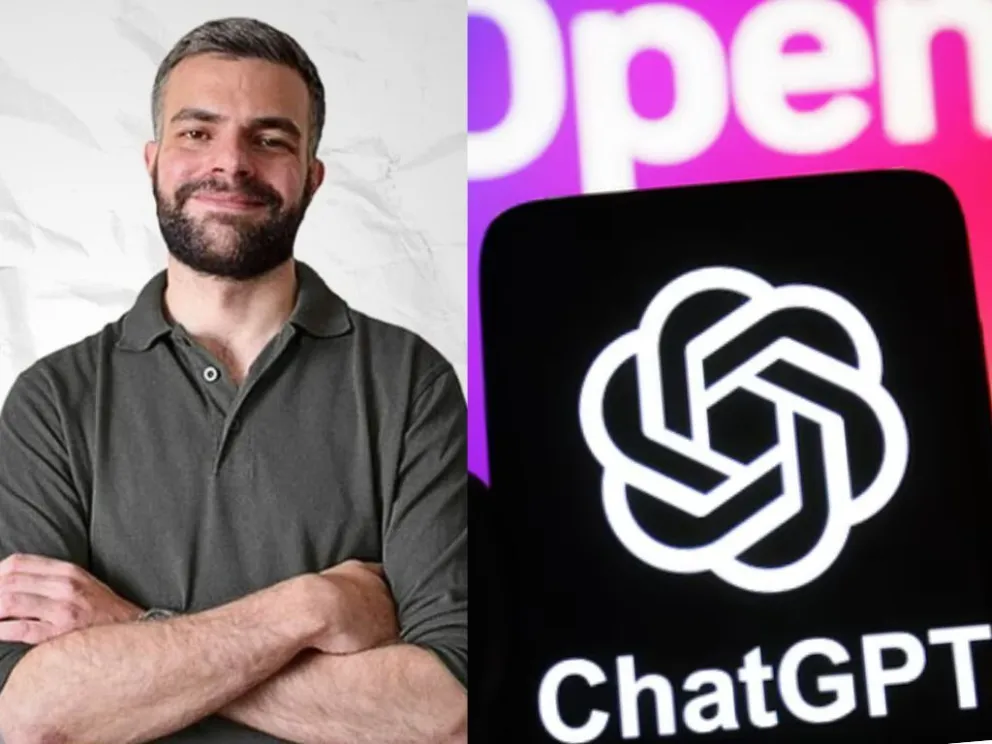 El senador electo Ormachea y el logo de ChatGPT. Fotos: RRSS del político y The Guardian
