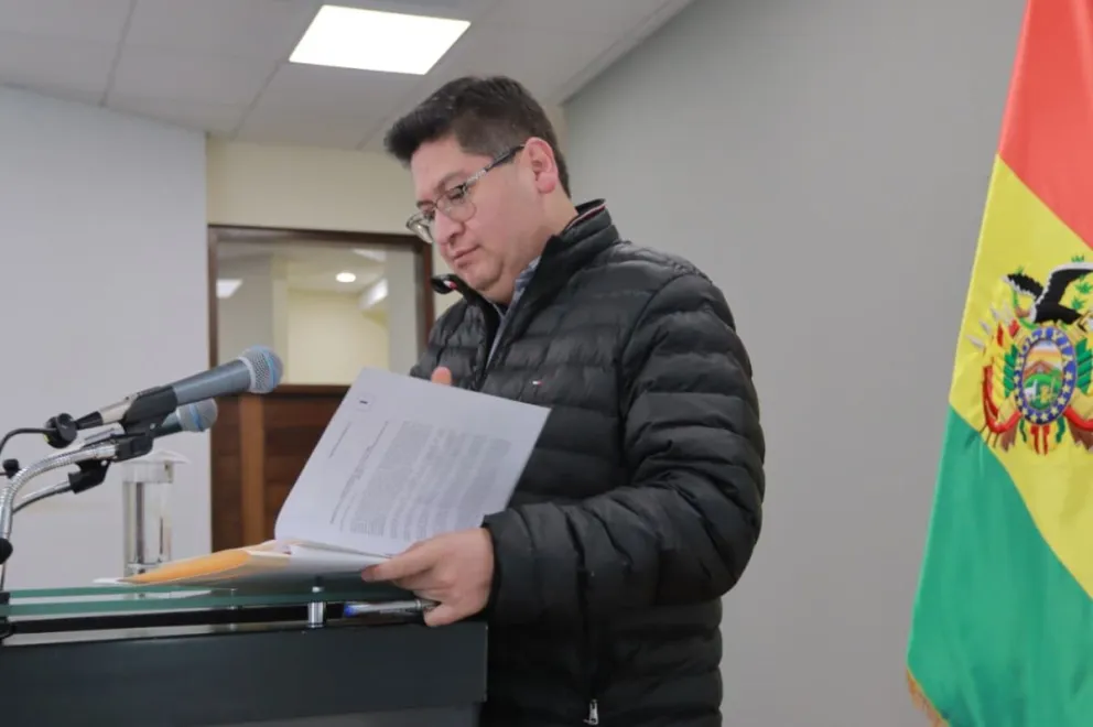  El ministro de Economía, Marcelo Montenegro, este miércoles durante el anuncio. Foto: APG