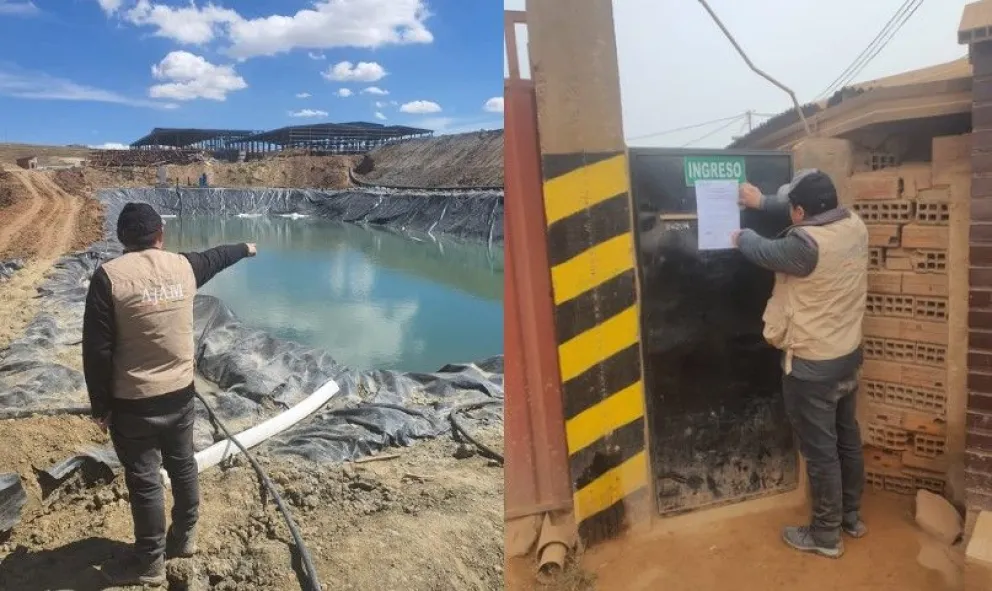 Funcionarios de la AJAM realizan inspecciones en los sitios donde operan las empresas mineras en Viacha. FOTO: AJAM