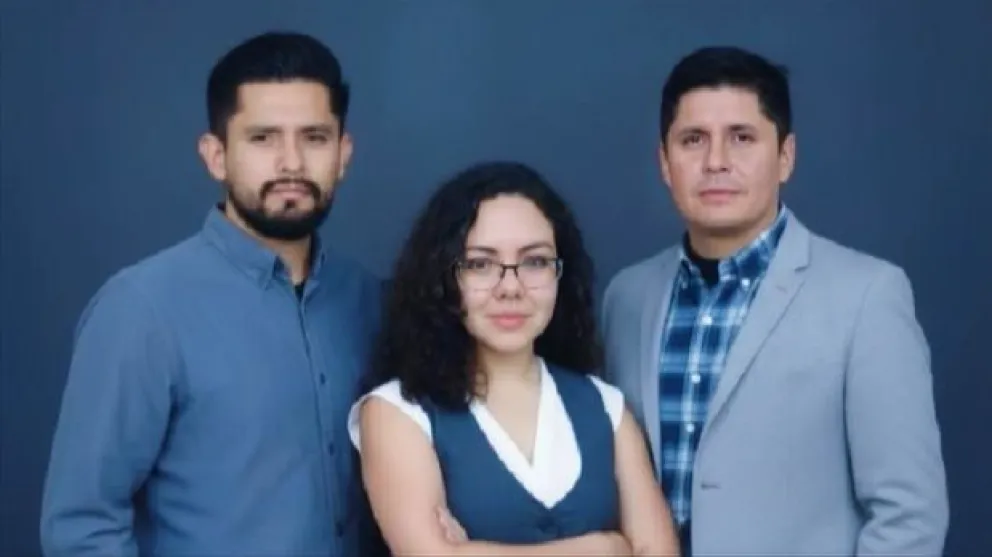 El equipo de la Universidad de San Simón conformado por Rodrigo Echeverría, Carla Fernández y Daniel Vincenty. Foto: embajada de Bolivia en China