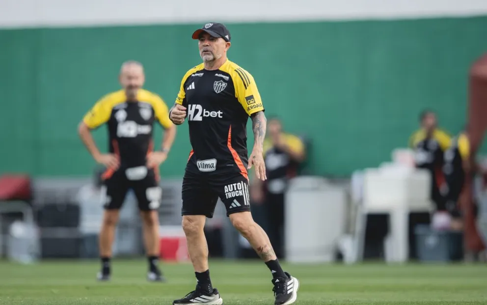 Jorge Sampaoli, durante un entrenamiento del Atlético Mineiro. Foto: CAM
