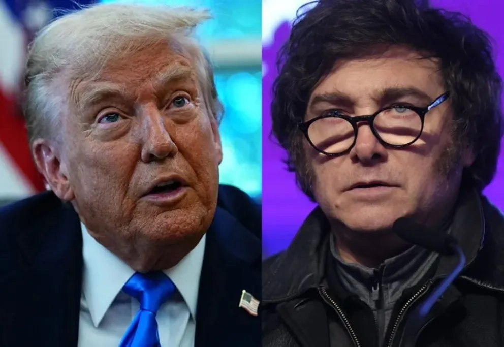 Combo de fotografías de Donald Trump  y el presidente de Argentina, Javier Milei. Foto: EFE