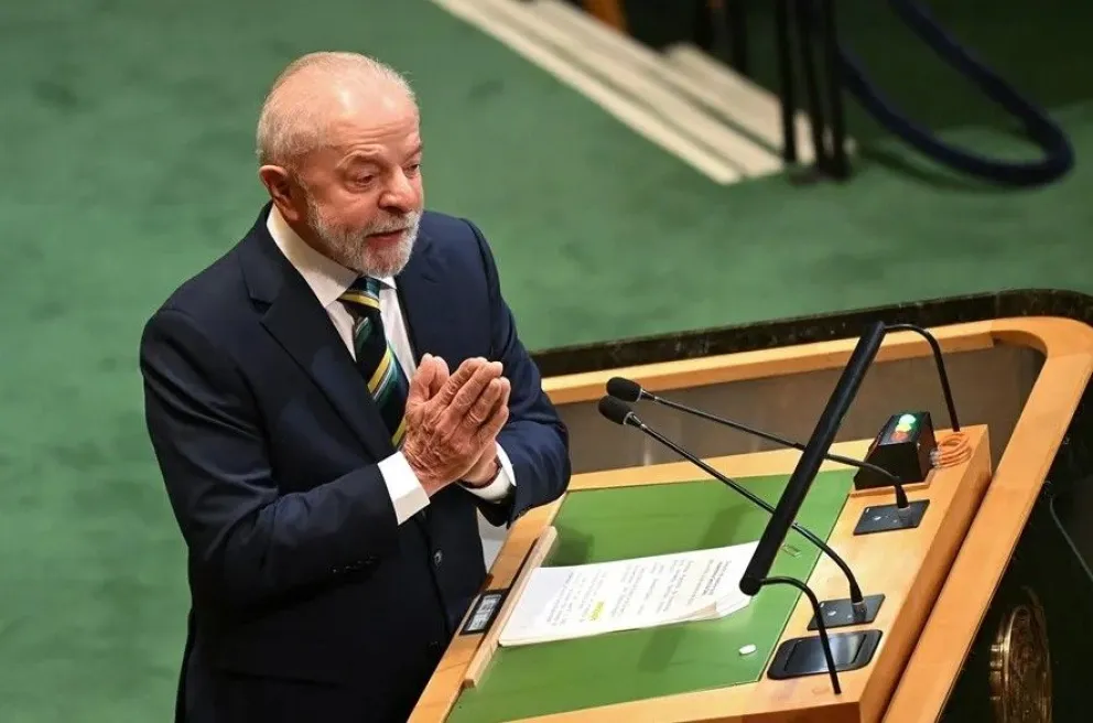 El presidente de Brasil, Luiz Inácio Lula da Silva, habla ante la Asamblea General de la ONU, este 23 de septiembre de 2025. Foto: EFE