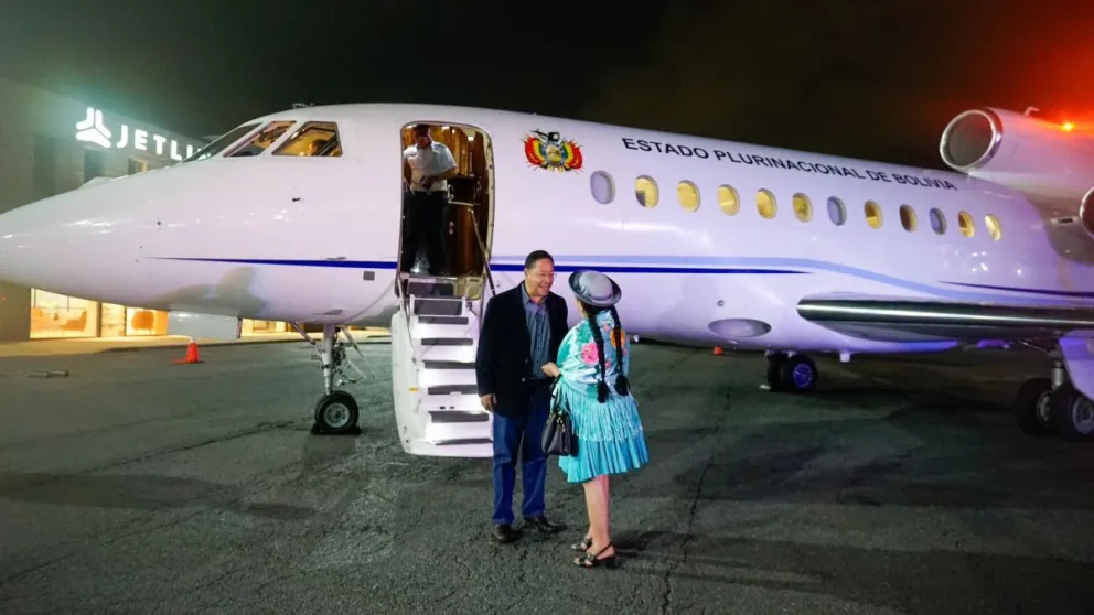 Arce es recibido por la Canciller. Foto: RRSS del mandatario 