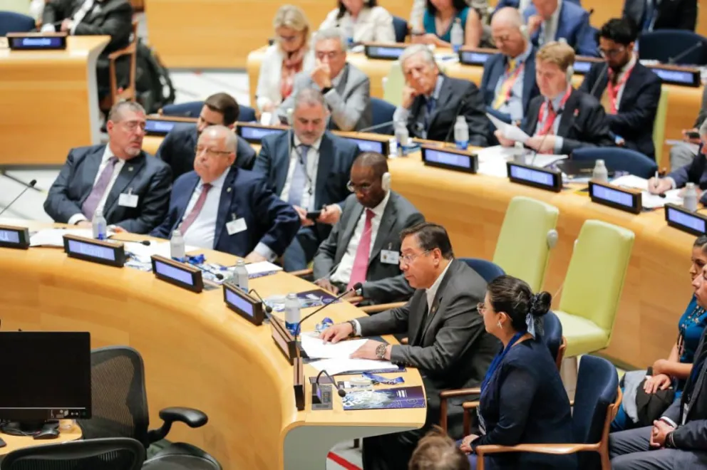 El presidente Arce durante el foro de la ONU. Foto: RRSS del mandatario 