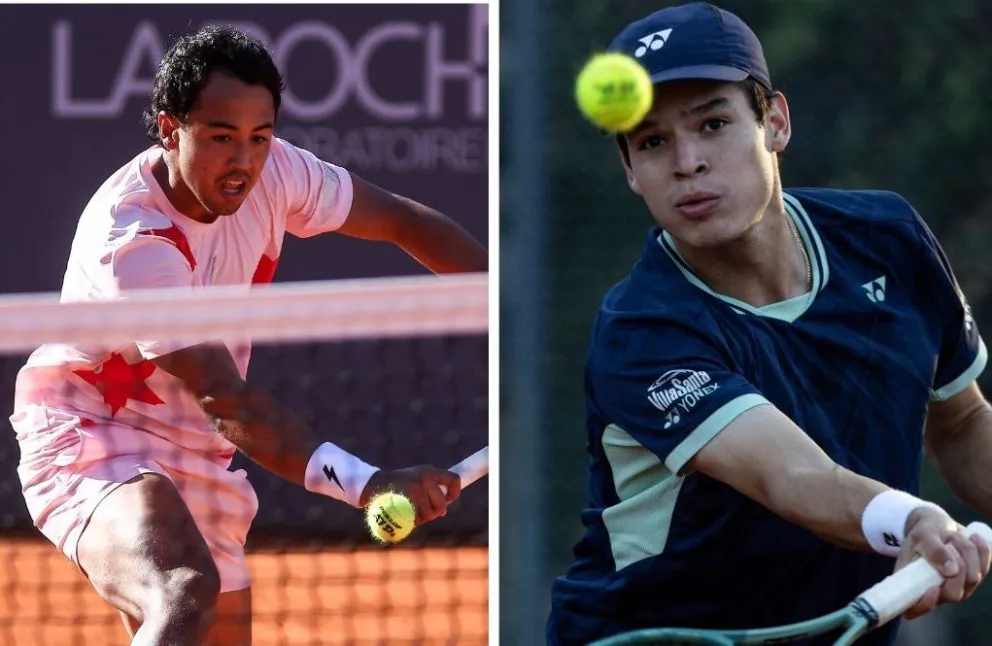 Hugo Dellien (izq.) y Prado en sus respectivos partidos de este miércoles. Foto: Prensa / AAT.