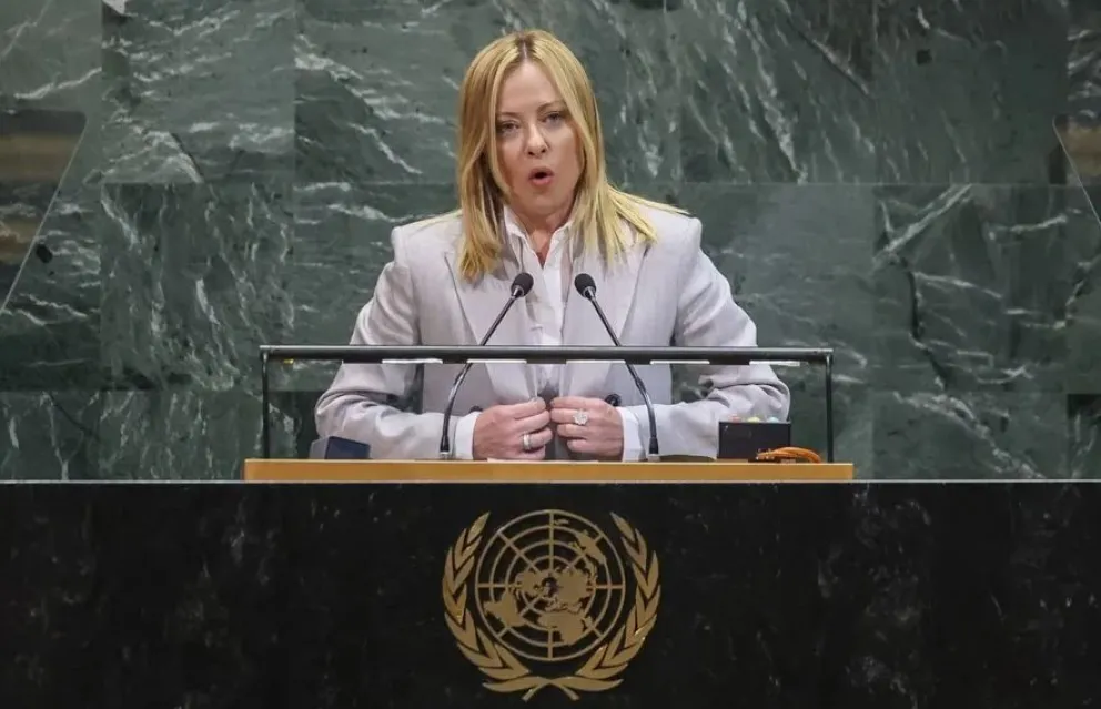  Giorgia Meloni interviene durante la Asamblea General de las Naciones Unidas. Foto: EFE