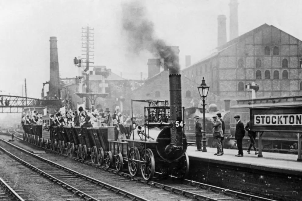 Imagen de archivo de 1925, durante la celebración del primer centenario de la línea ferroviaria Stockton-Darlington. Fotos: EFE