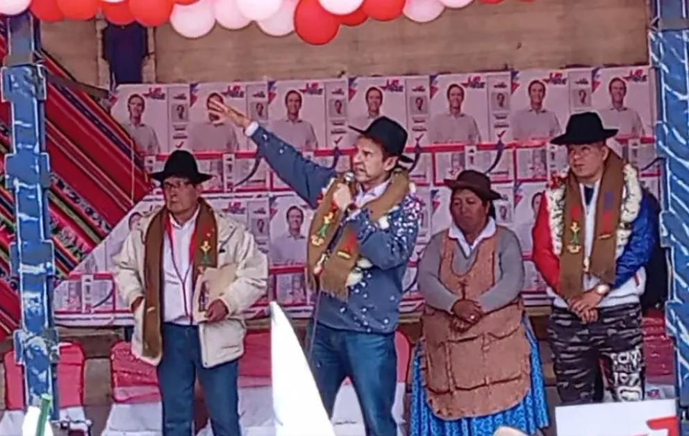 Tuto Quiroga, este domingo en Challapata. Foto: Captura de video