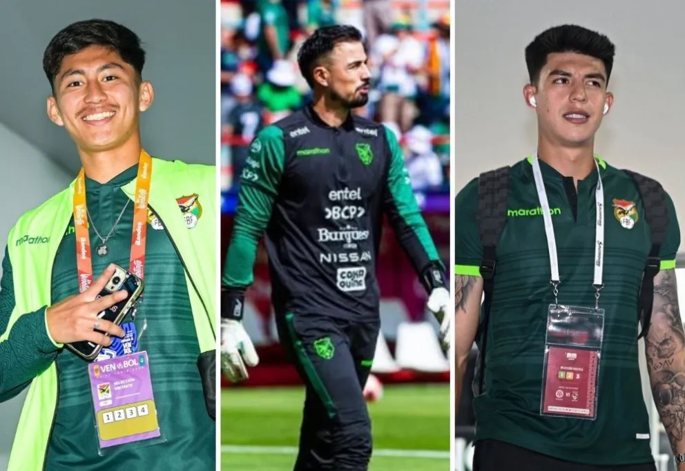 Terceros, Viscarra y Villamil del seleccionado boliviano. Fotos: FBF
