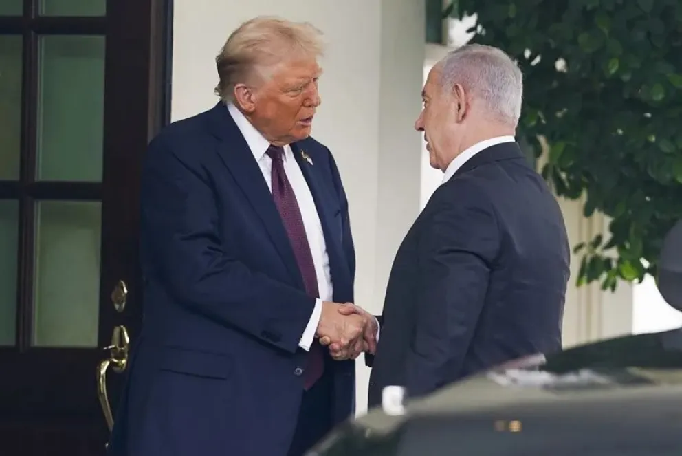 Donald Trump este lunes en la Casa Blanca con Benjamín Netanyahu. Foto: EFE