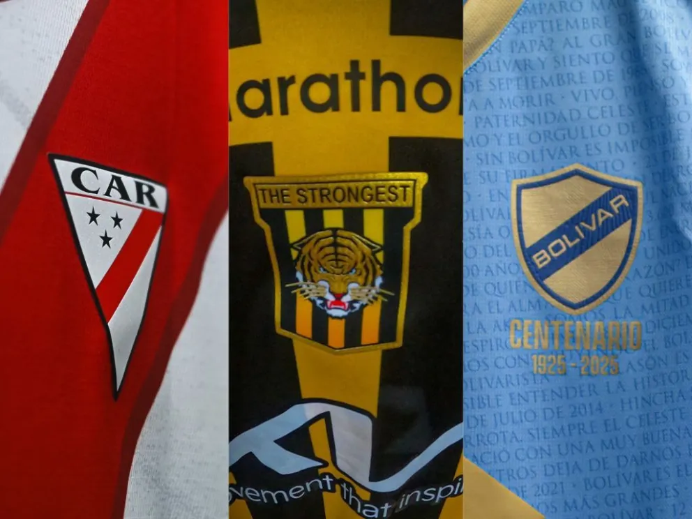 Las camisetas de los tres equipos que luchan por el título. Fotos: Clubes de la Liga.