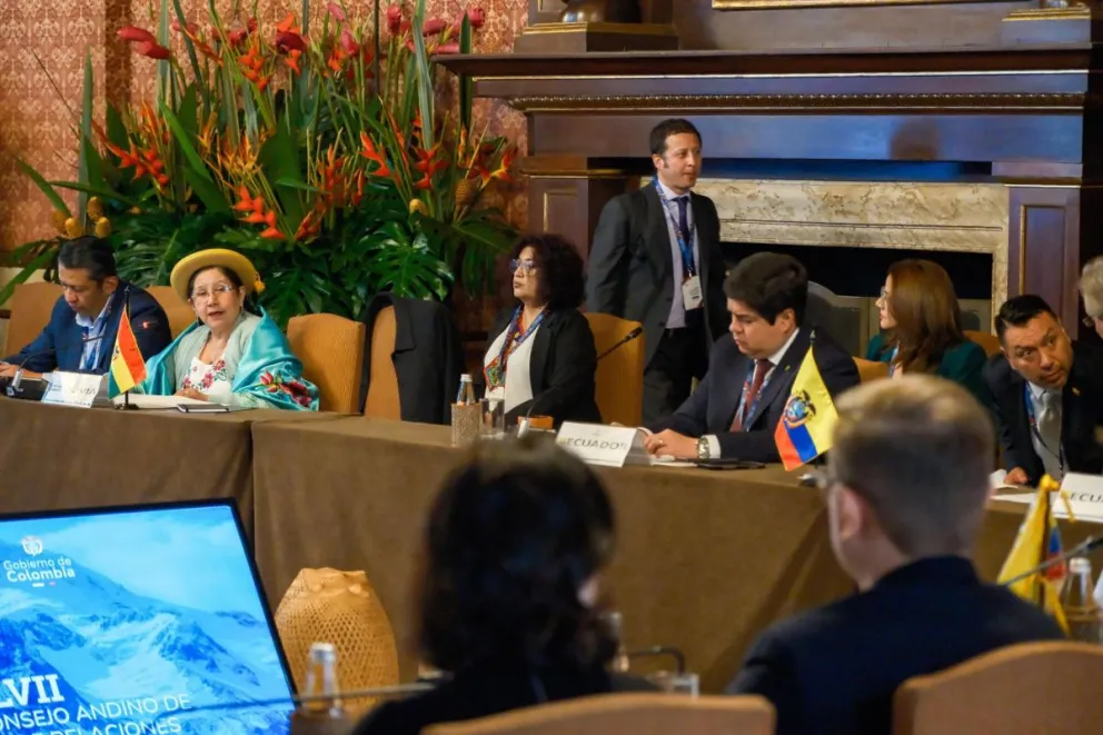 Sosa en la reunión de la CAN. Foto: Cancillería