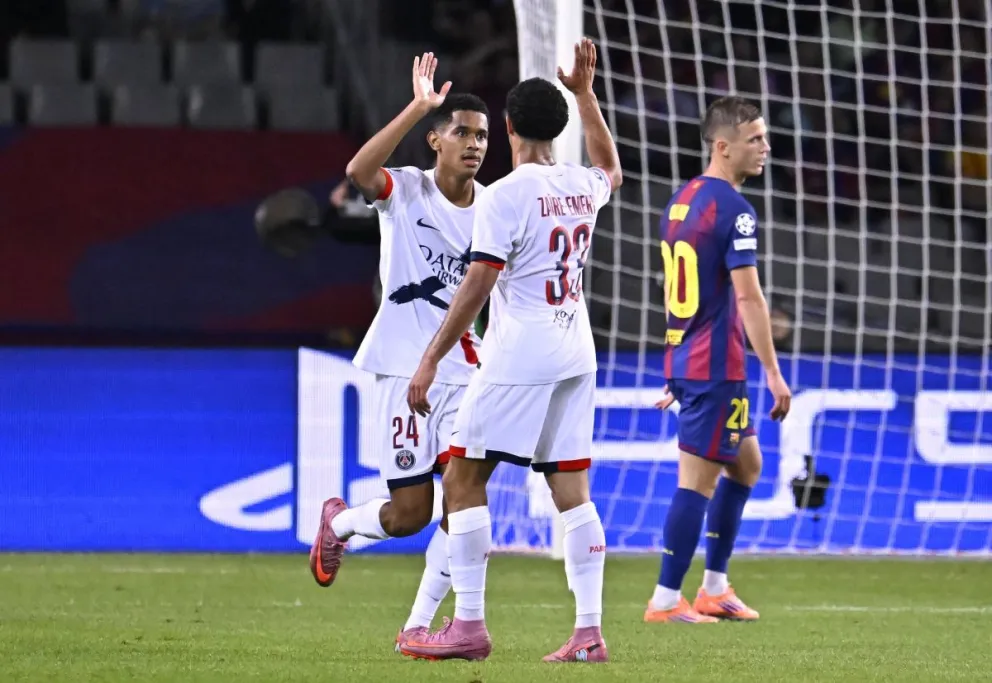 El festejo de los jugadores del PSG en el duelo ante el Barcelona. Foto. PSG