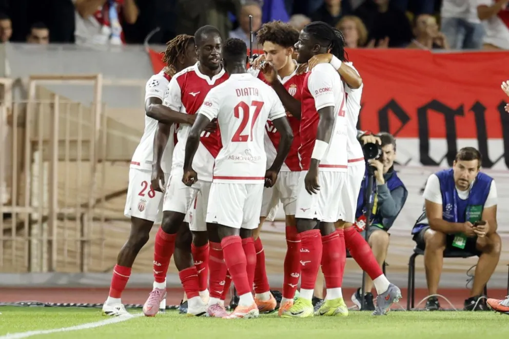 Jordan Teze celebra el gol durante el partido de la UEFA Champions League que han jugado AS Monaco y Manchester City. Foto: EFE