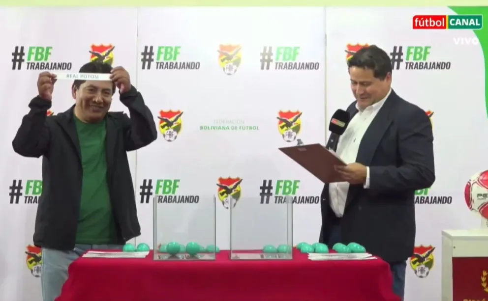 El momento en el que aparece Real Potosí en el sorteo. Foto: Captura de pantalla.