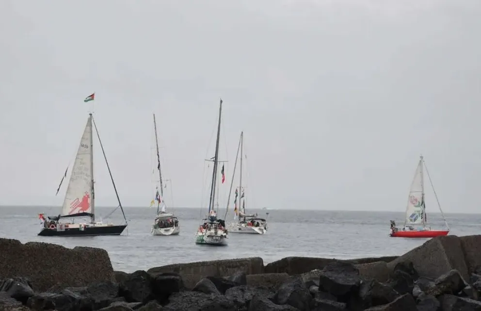 Parte de la flotilla que se dirigía a Gaza, en apoyo a Palestina. Foto: EFE