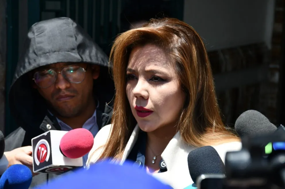 La viceministra de Comunicación, Gabriela Alcón, durante sus declaraciones de este viernes. Foto: APG