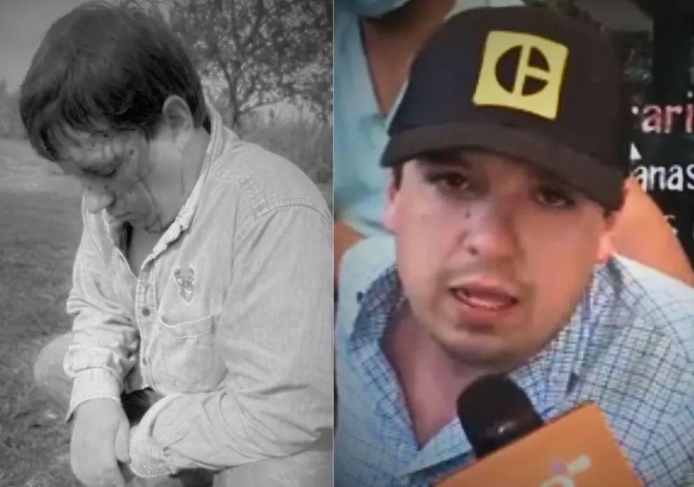 Pablo Vaca Díez, a la izquierda, herido, el viernes. Vaca Díez, a la derecha, después de ser dado de alta. Fotos: RRSS y captura de video 