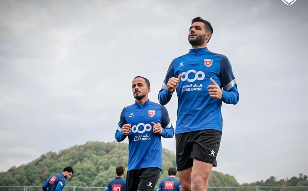 Dos jugadores jordanos en pleno entrenamiento. Foto: JFA.