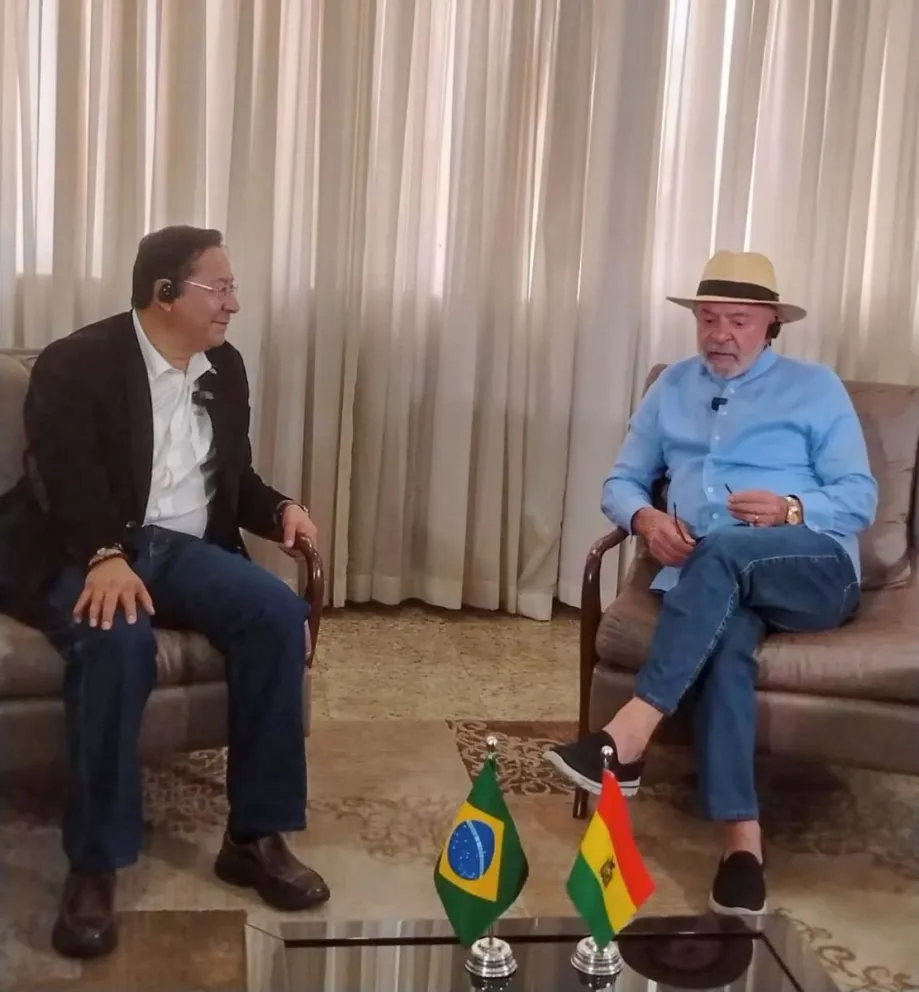 Arce y Lula en reunión. FOTO: Facebook de Luis Arce