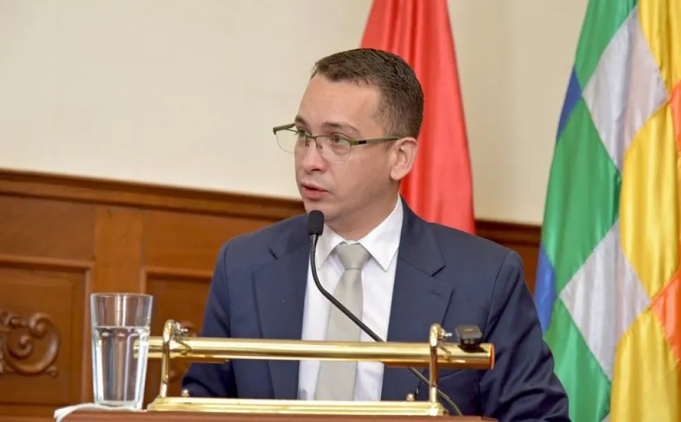 El presidente del Tribunal Supremo de Justicia (TSJ), Romer Saucedo, en una conferencia de prensa anterior. Foto: ABI