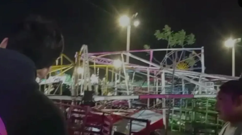 La rueda de la fortuna tras desplomarse. Foto: Captura de video