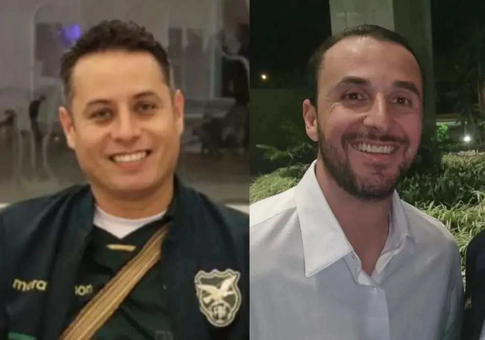 Lara y Velasco, durante la previa del debate en Santa Cruz. Foto: Archivo