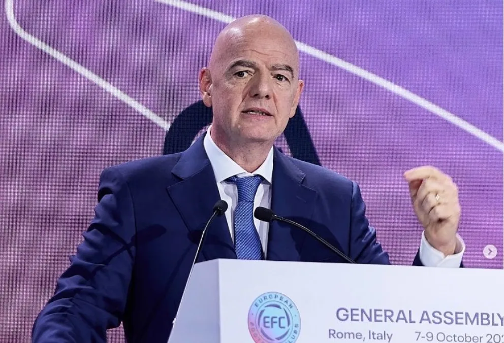 El titular de la FIFA durante la conferencia de prensa. Foto: Gianni Infantino.