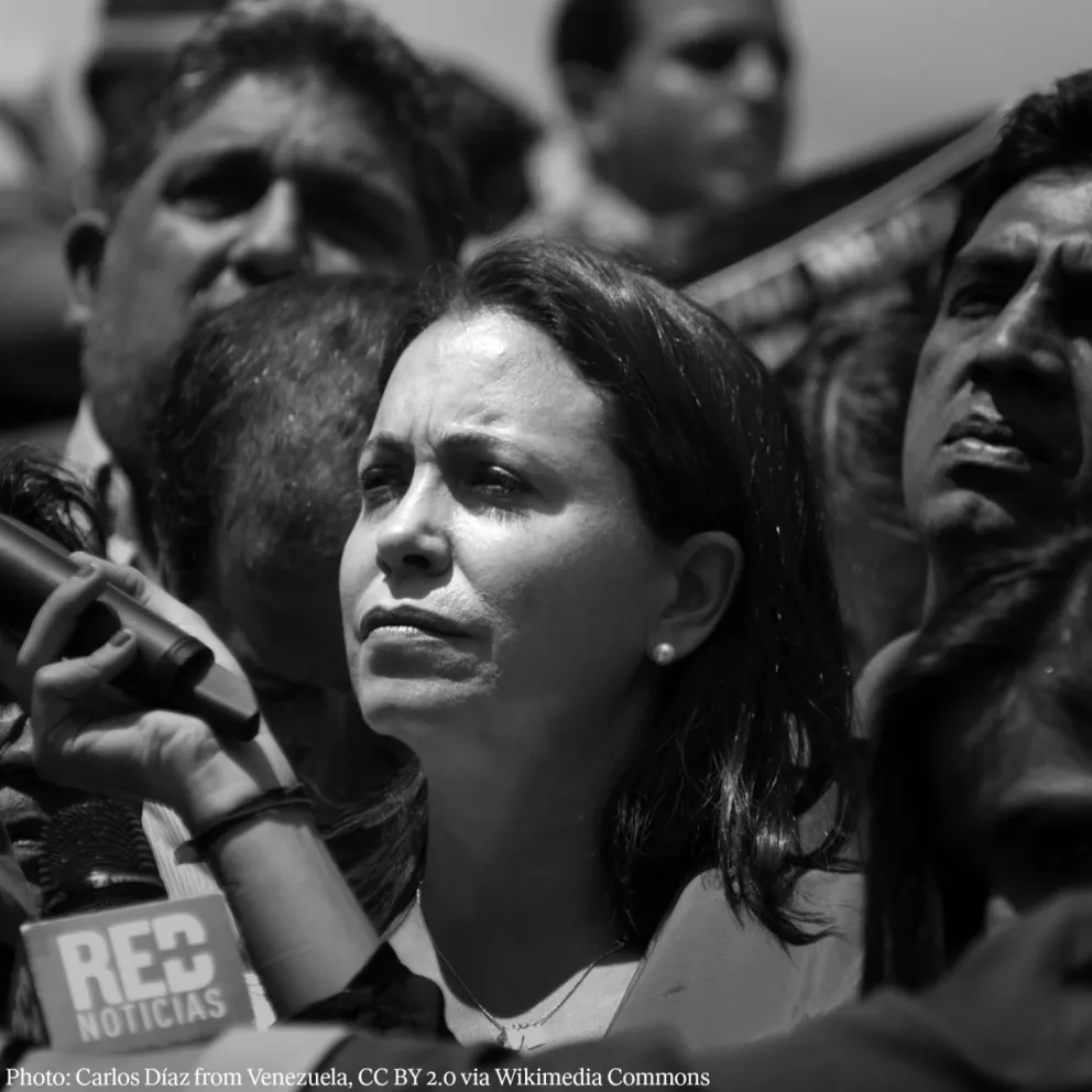 María Corina Machado en una imagen que compartió el Comité Noruego del Nobel en X.