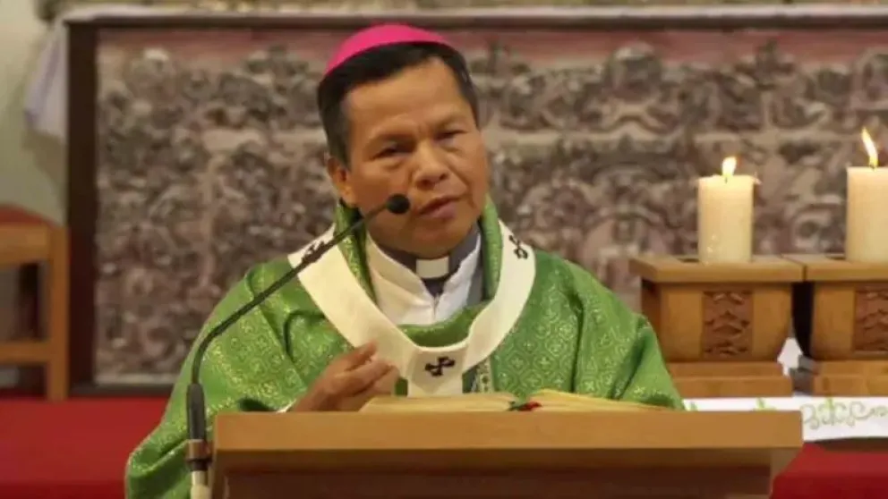 Monseñor René Leigue, durante la homilía dominical de este domingo. Foto: Captura de video