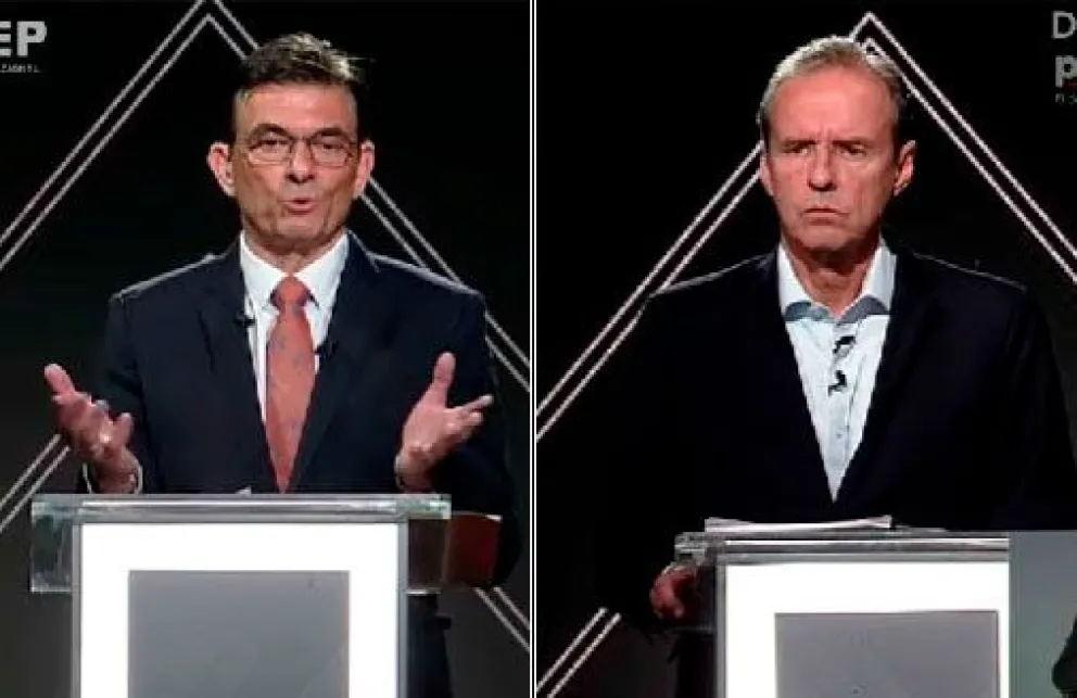 Los candidatos del PDC y Alianza Libre en el debate del domingo. Foto: ABI