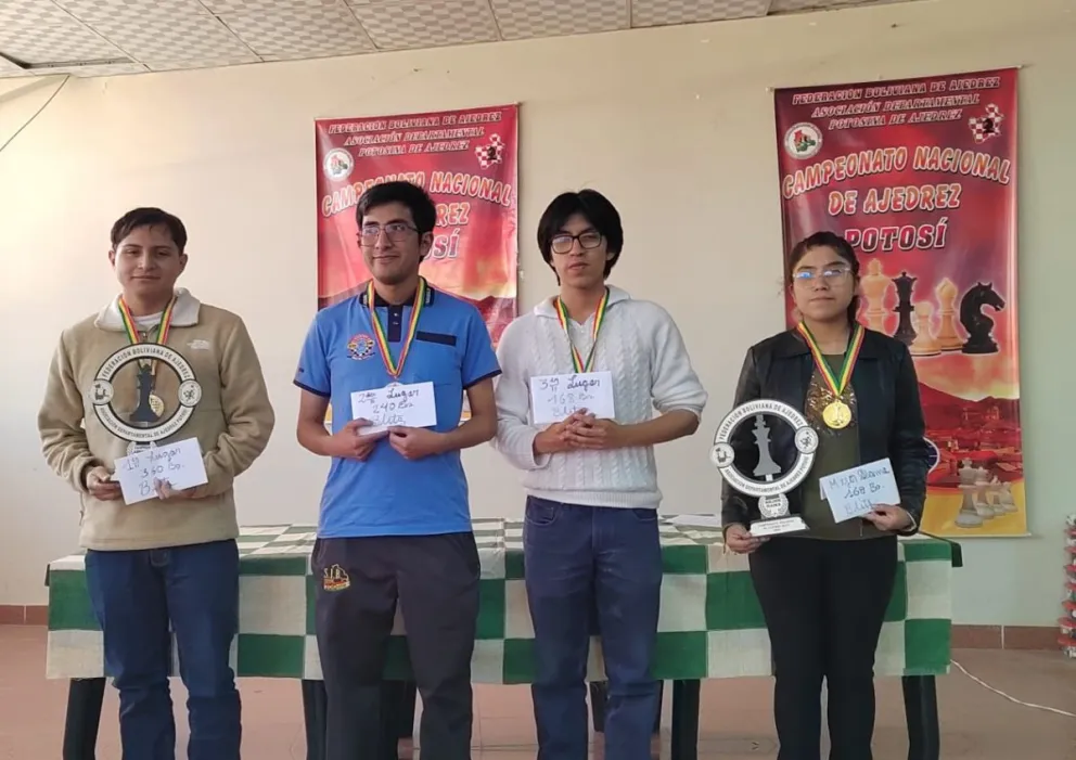 Los premiados de Blitz. Foto: Federación Boliviana de Ajedrez.