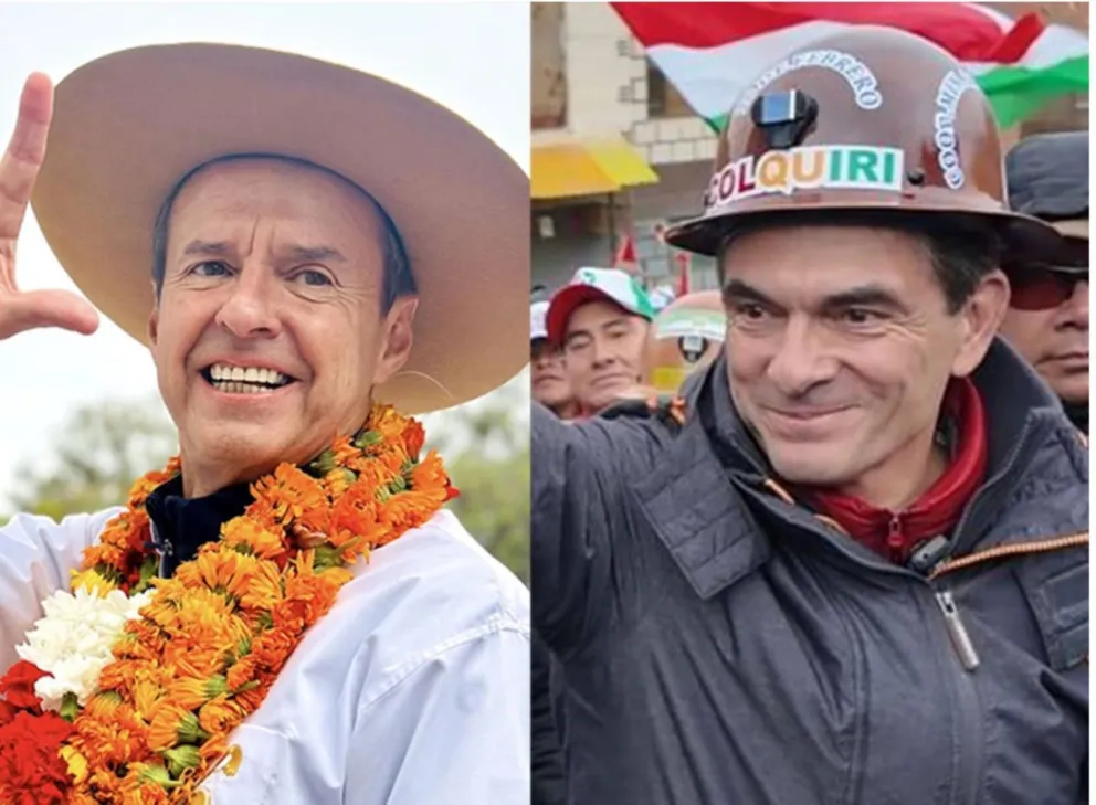 Tuto Quiroga y Rodrigo Paz disputan la segunda vuelta el domingo. Foto: RRSS